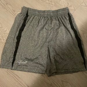 Baseball Heaven shorts. Grey with black striped sides. Adjustable drawstring. XL